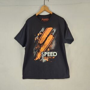 Mens Speed Style Graphic Tee Black Orange Size Large Racing Trucks Motorsports